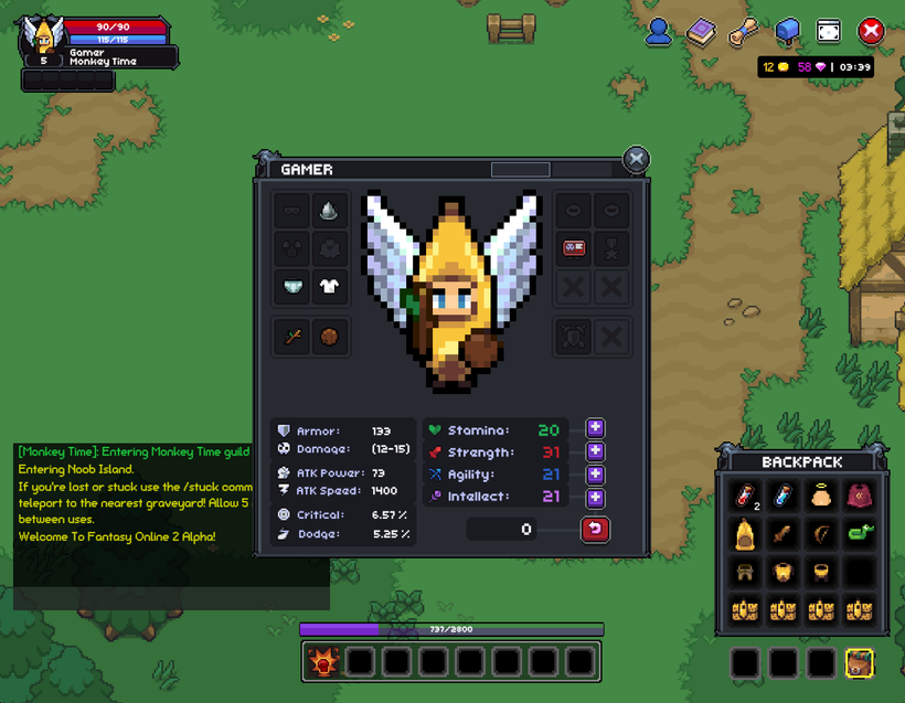 Fantasy Online 2 image 14 from Devlog #32 - Outfit Slots, Character Window, Banana Box