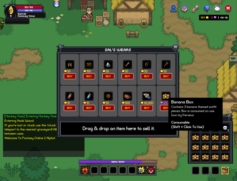 Fantasy Online 2 image 12 from Devlog #32 - Outfit Slots, Character Window, Banana Box